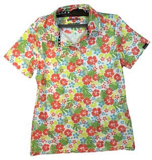 Tattoo Golf Aloha II Series Polo Shirt Medium M Tropical Floral Skull Performanc